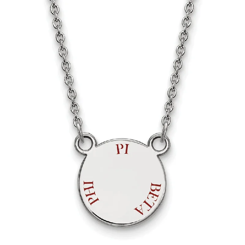 Sterling Silver Pi Beta Phi Small Wine Enamel Necklace