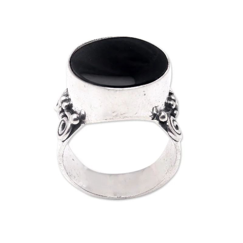 Novica Handmade Night Lagoon Sterling Silver Cocktail Ring