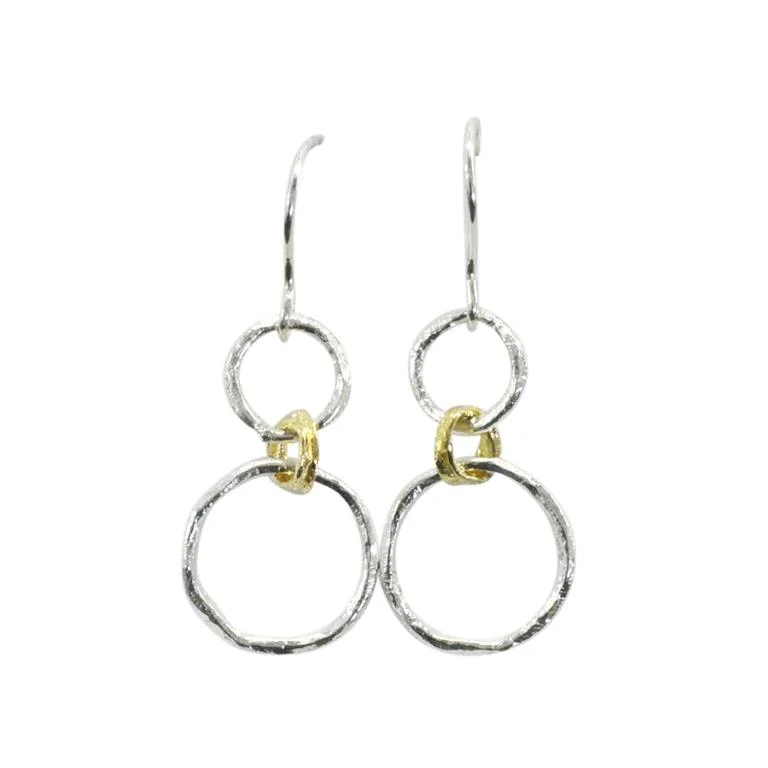 Circle Chain Drop Earrings - 18ct Gold Vermeil and Sterling Silver