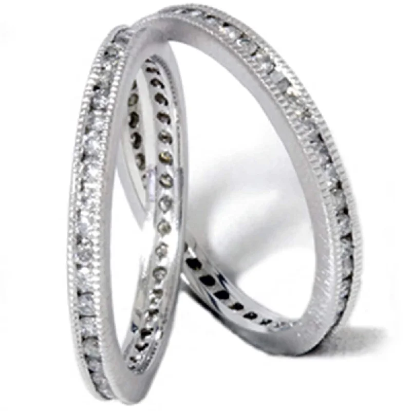 1ct Stackable Eternity Wedding Guard Rings Set