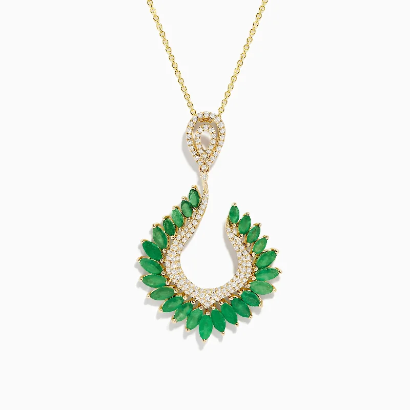 Brasilica 14K Yellow Gold Emerald and Diamond Pendant