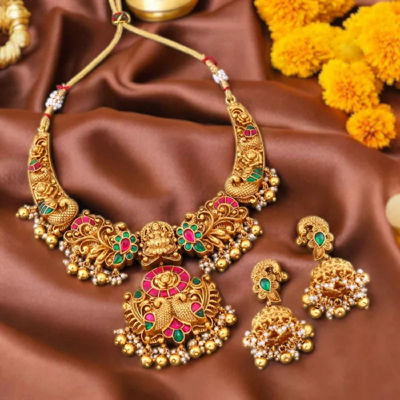 Multicolor Trinetrayai Hasli Temple Jewellery Set- New Arrival