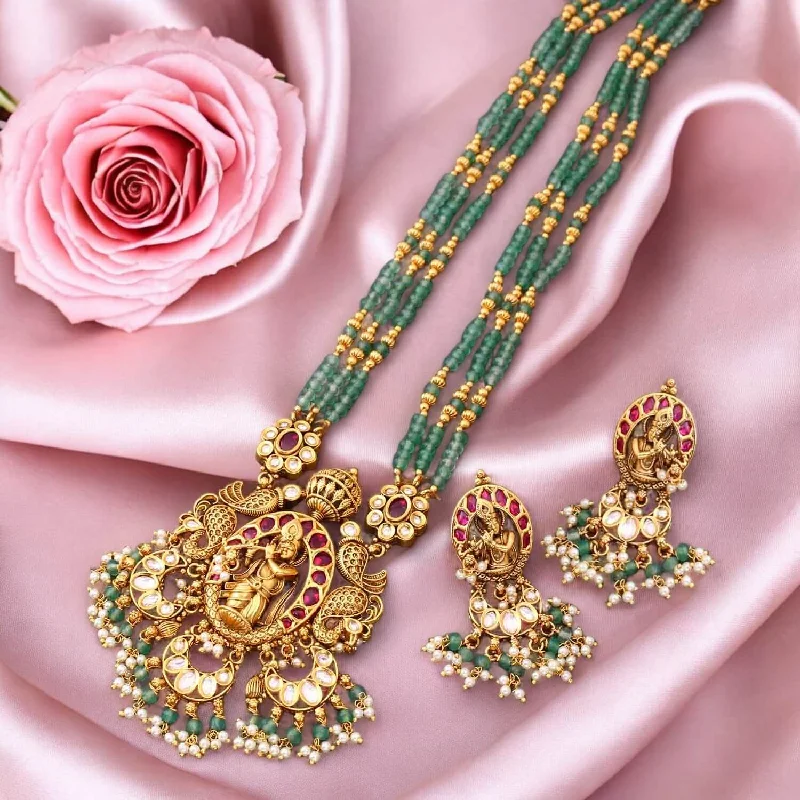 Multicolor Govinda Temple Jewellery Set- New Arrival