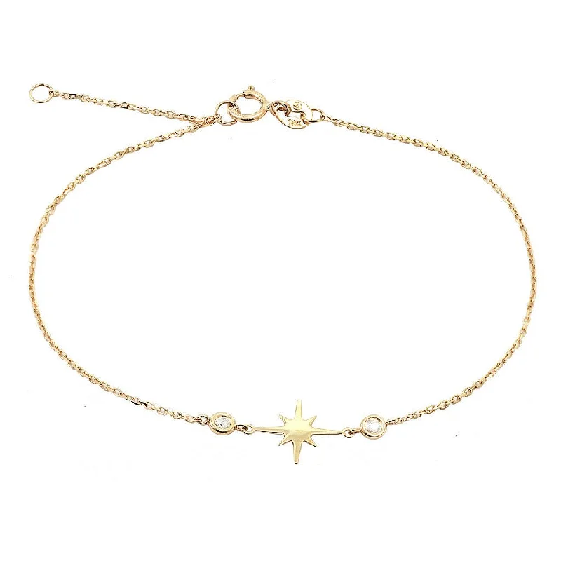 14K Gold Star Bracelet With Diamonds