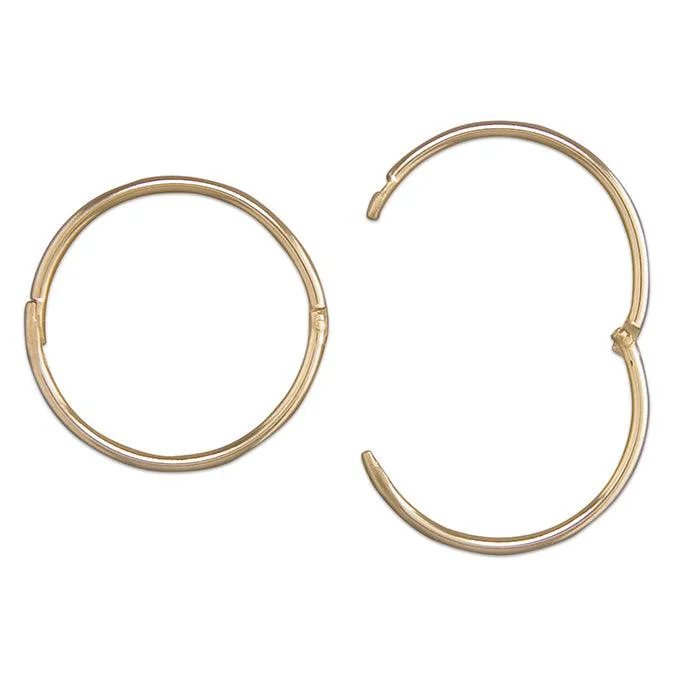 9ct Gold 1.5cm Sleeper Hoop Earrings