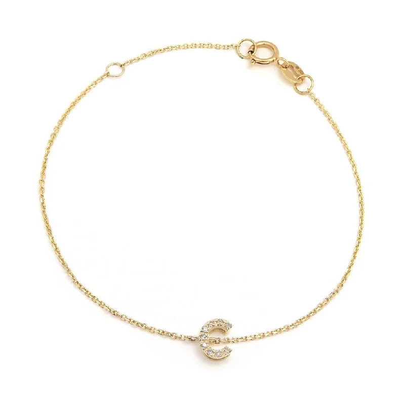 14K Yellow Gold Diamond Initial "C" Bracelet