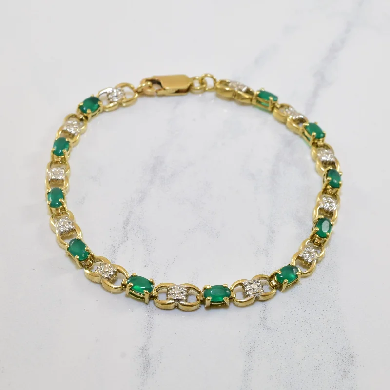 Green Onyx & Diamond Bracelet | 1.80ctw, 0.02ctw | 6.5" |