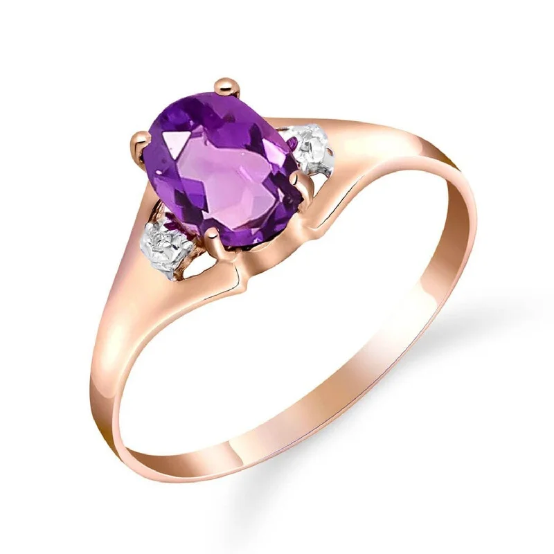 14k Solid Gold 0.76 ct Natural Diamond & Purple Amethyst Gemstone Ring