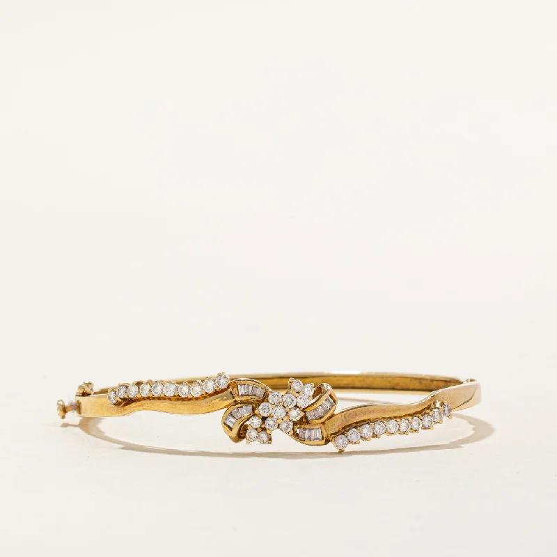 Diamond Yellow Gold Bangle | 1.23ctw, 0.27ctw | 7" |