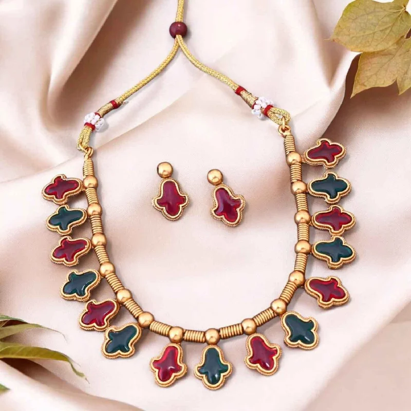 Multicolor Rimple Antique Jewellery Set - New Arrival