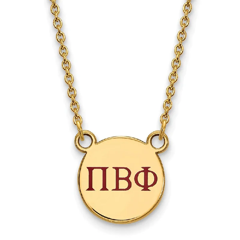 14K Plated Silver Pi Beta Phi Small Red Enamel Greek Letters Necklace