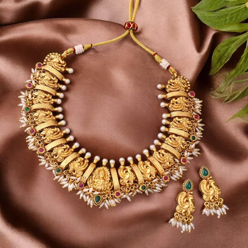 Golden Anagha Temple Jewellery Set - New Arrival