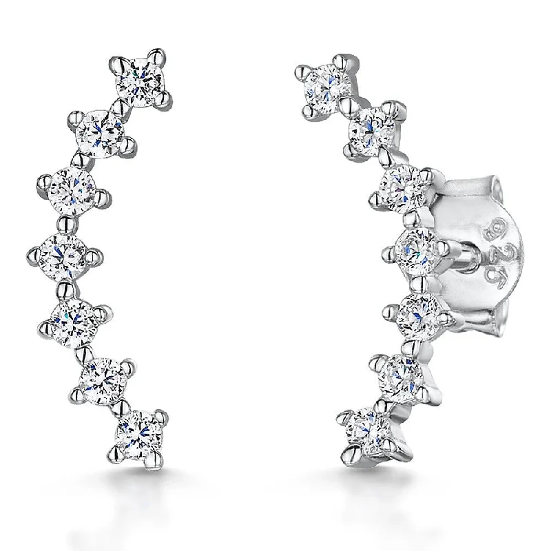 Jools Sterling Silver Cubic Zirconia Ear Climbers