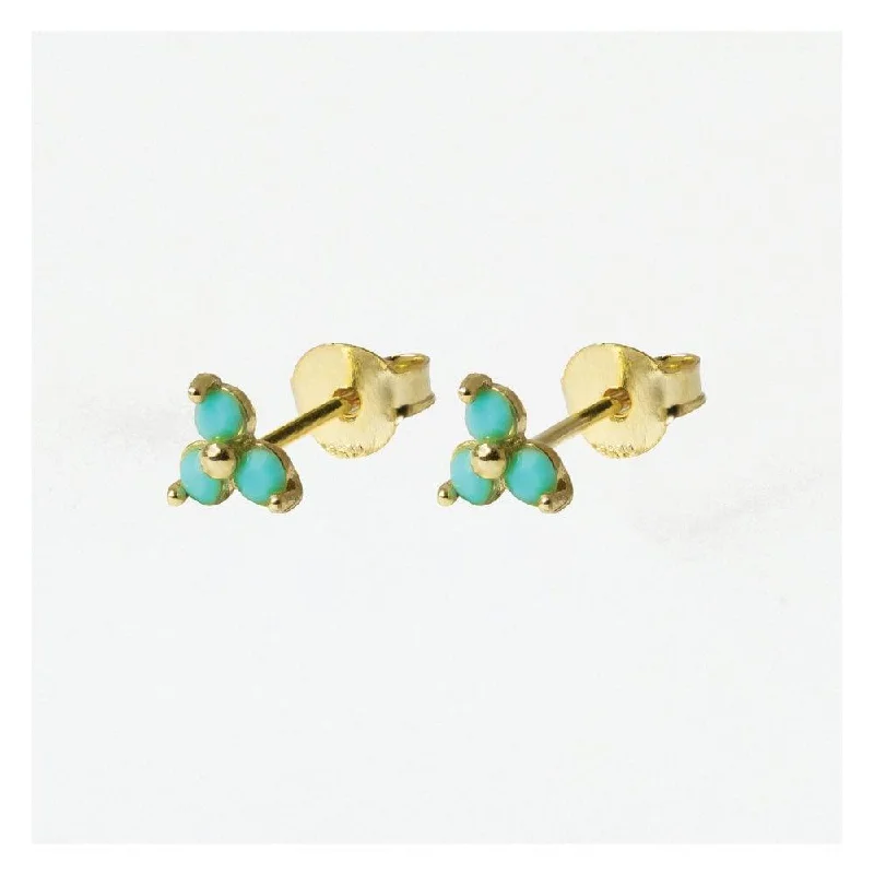 Kingsley Ryan Gold Vermeil Treble Cluster In Turquoise