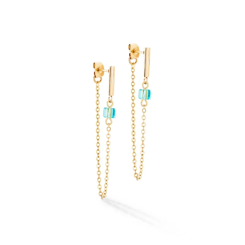 Coeur De Lion Gold Mini-Cubes & Chain Multicoloured Earrings