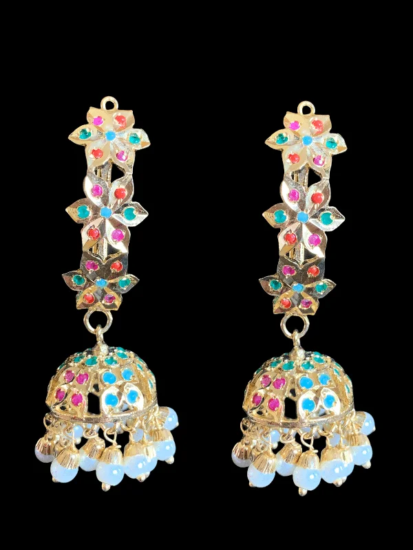 DER364 Ankita jhumka - navratan  ( READY TO SHIP )