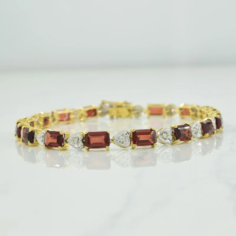 Garnet & Diamond Bracelet | 12.75ctw, 0.17ctw | 7.25" |