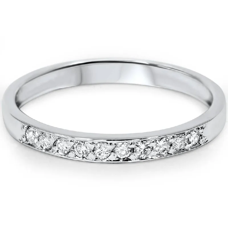 1/4ct Diamond Stackable Wedding Ring White Gold