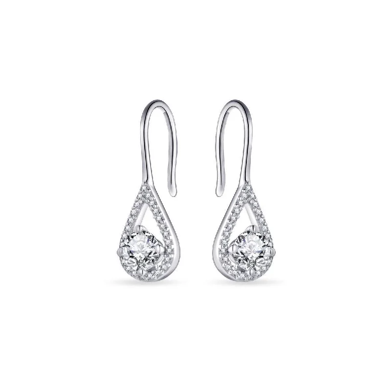 Silver Pear Hook Earrings with Cubic Zirconia