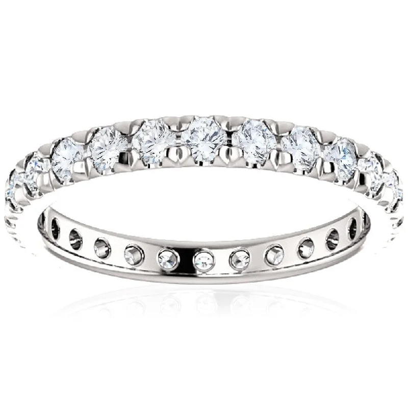 Pompeii3 14k White Gold 1Ct TDW Diamond Eternity Wedding Ring