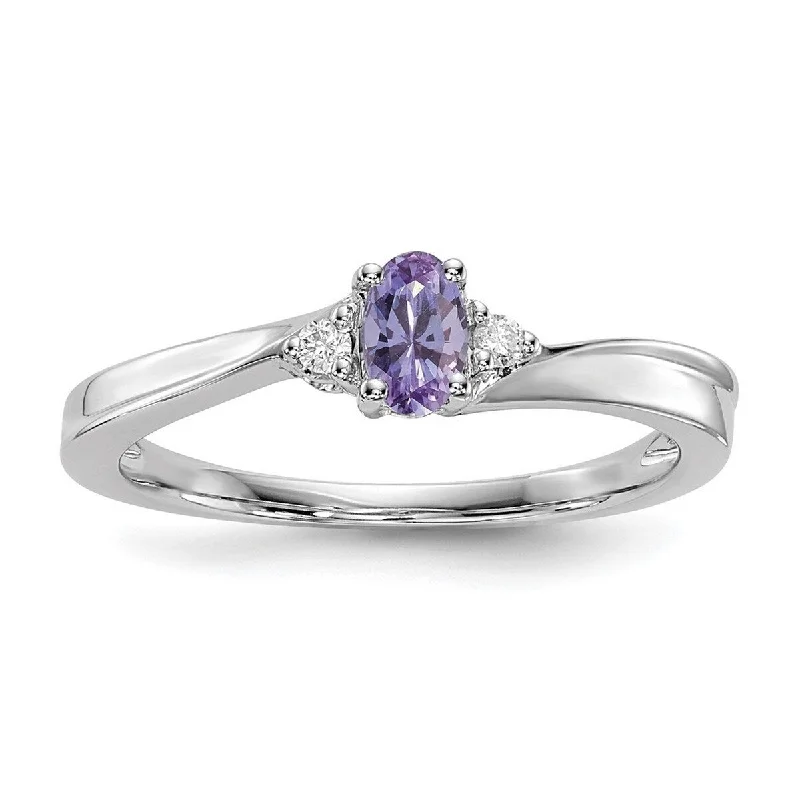 Curata 925 Sterling Silver Rhodium Plated Created Alexandrite Ring