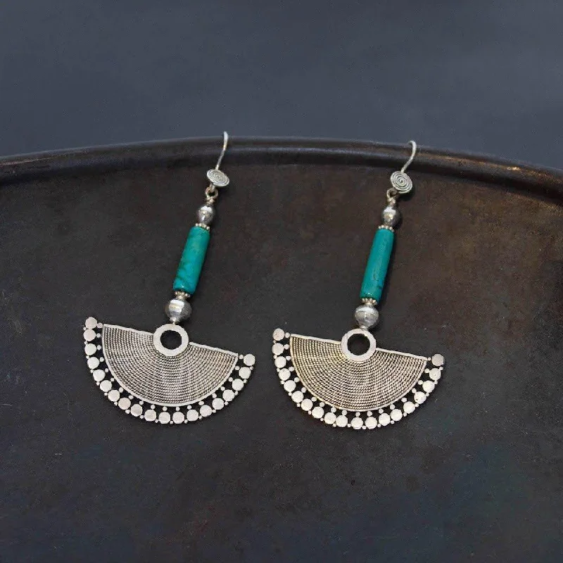 Sterling Silver & Turquoise Fan Drop Earrings