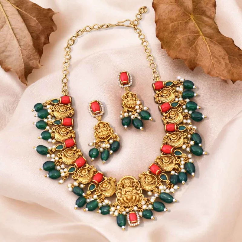 Multicolor Andal Temple Jewellery Set- New Arrival