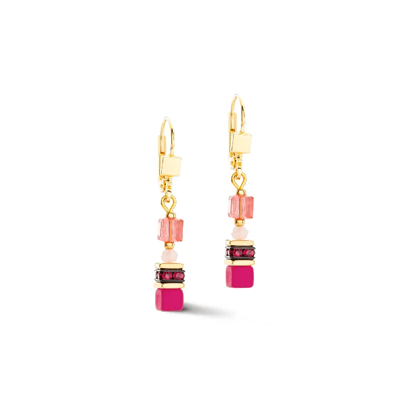 Coeur De Lion Magenta Mini Cubes Earrings