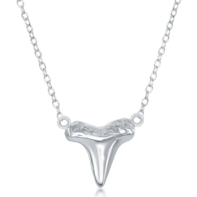 Sterling Silver Shark Tooth Design Necklace