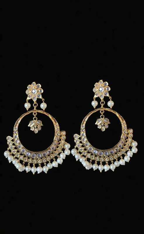 Abroo chandbali (shell pearls  )( READY TO SHIP )