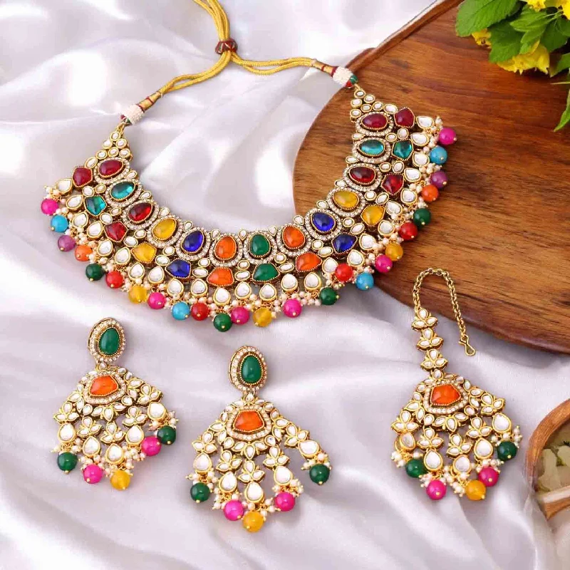 Multicolor Shushmita Kundan Jewellery Set