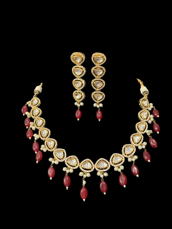 NS2 Surabhi cz polki set with ruby beads (SHIPS IN 4 WEEKS )