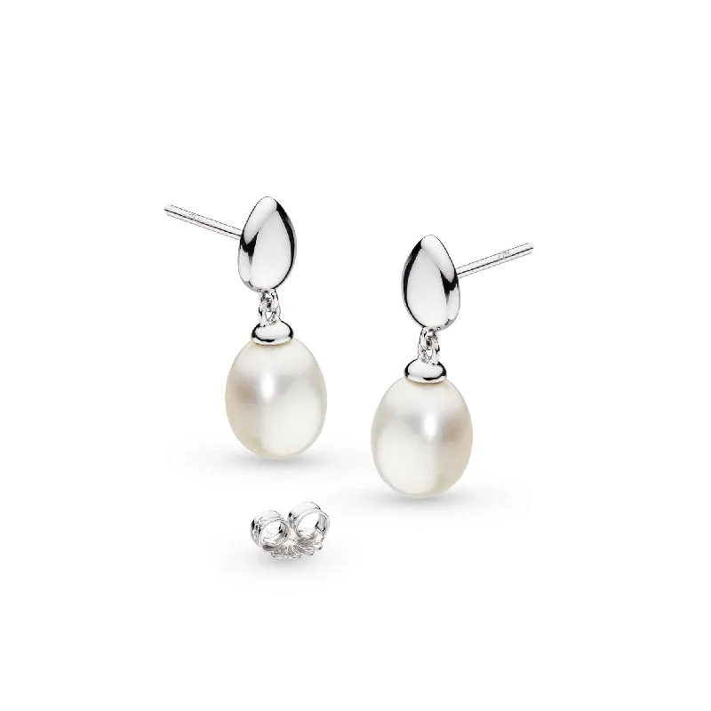 Kit Heath Silver Pebble Pearl Drop Earrings