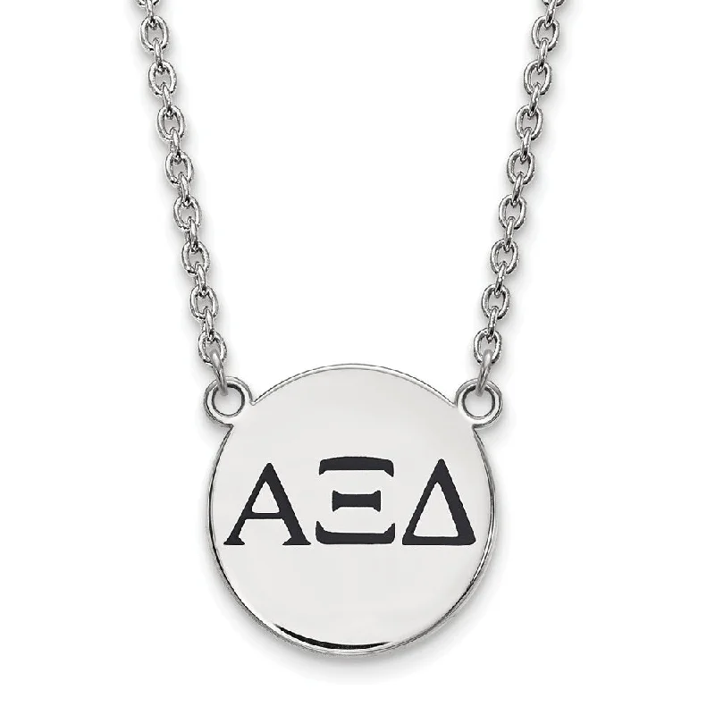 Sterling Silver Alpha Xi Delta Large Enamel Greek Letters Necklace