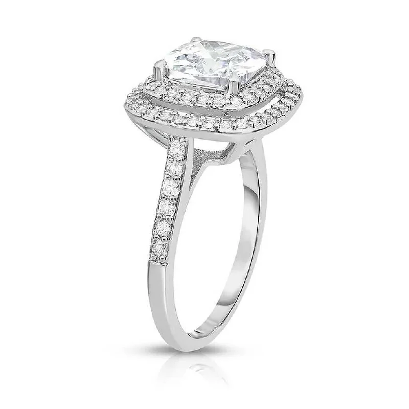 Cubic Zirconia Pave Halo Ring