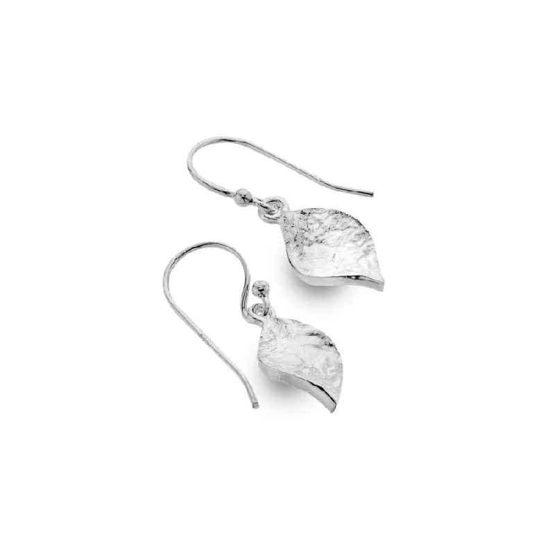 Sea Gems Sterling Silver Textured Twist Drop Earrings