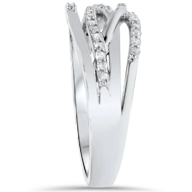 1/5ct Diamond Crossover Ring White Gold