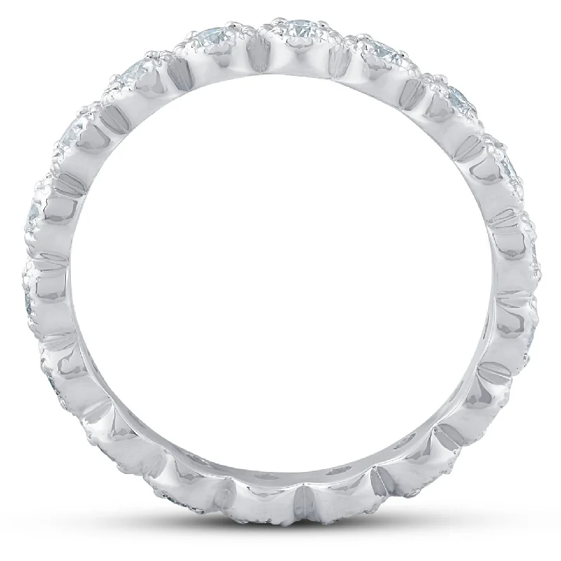 3/4ct Staclable Diamond Wedding Vintage Eternity Ring White Gold