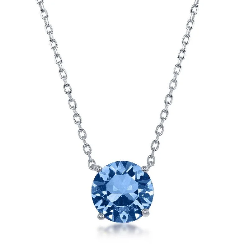 Sterling Silver Sapphire "December" Swarovski Element Necklace