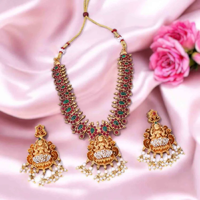 Multicolor Ushami Temple Jewellery Set New Arrival