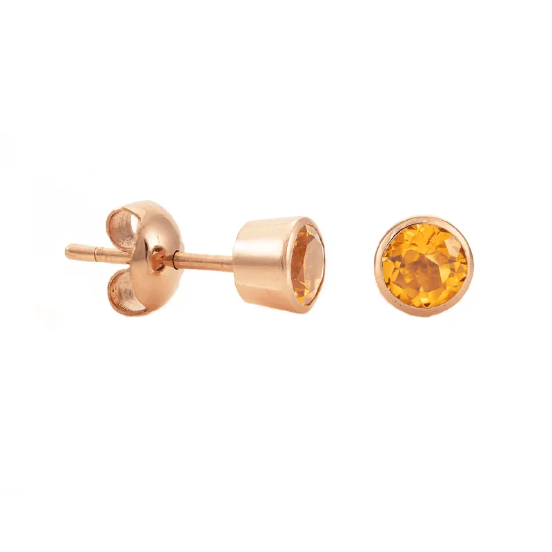 Simon Alexander 9ct Rose Gold & Citrine Round Stud Earrings