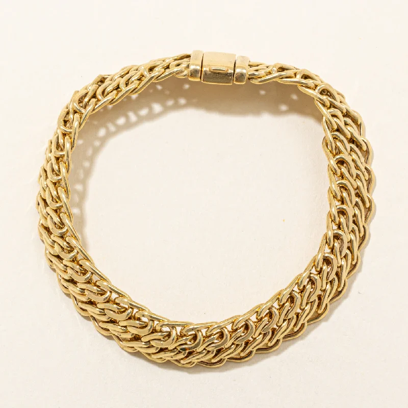 Italian 18k Yellow Gold Triple Curb Chain Bracelet | 7.5" |