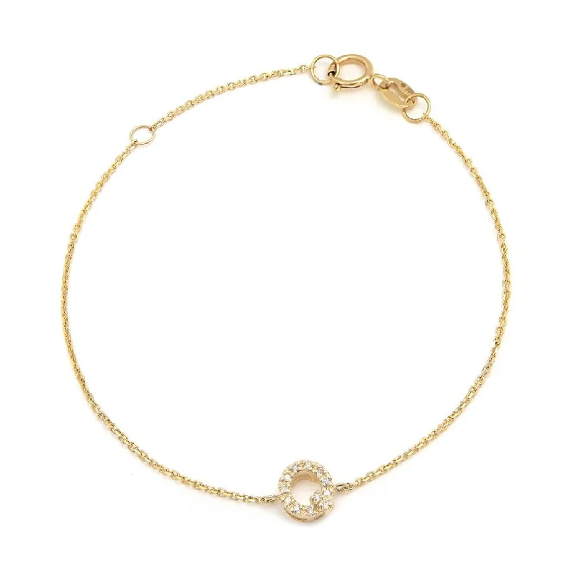 14K Yellow Gold Diamond Initial "Q" Bracelet