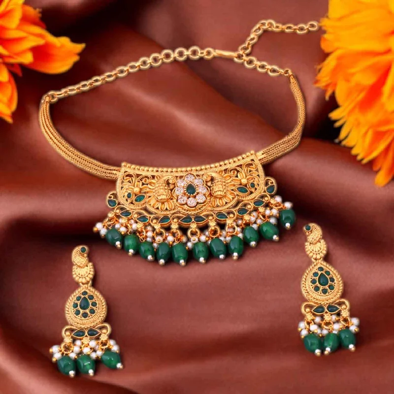 Emerald Vanshika Antique Jewellery Set - New Arrival