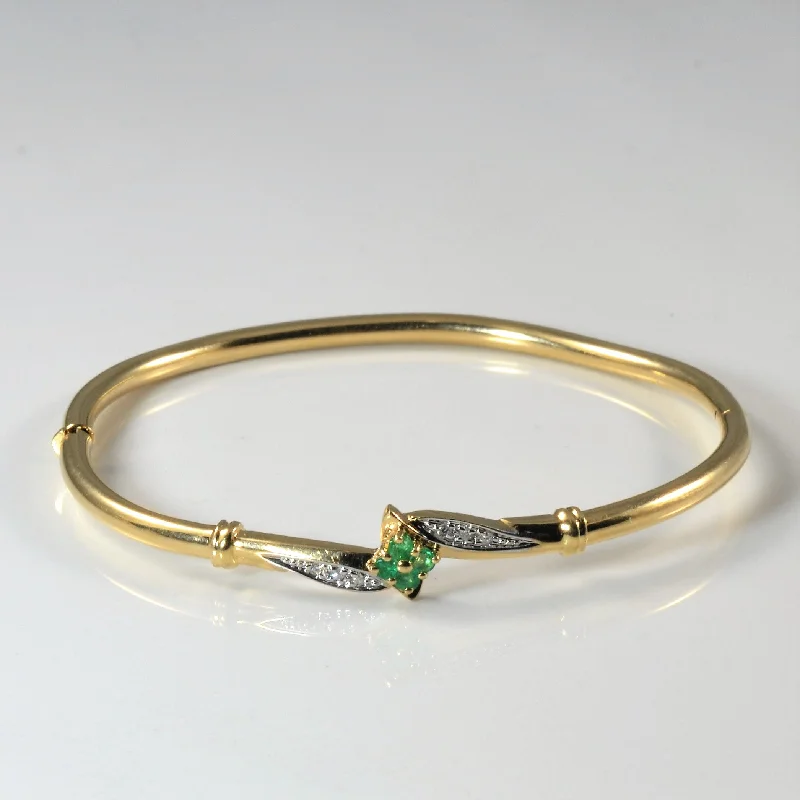 Emerald Cluster & Diamond Bangle | 0.20ctw, 0.04ctw | 7" |