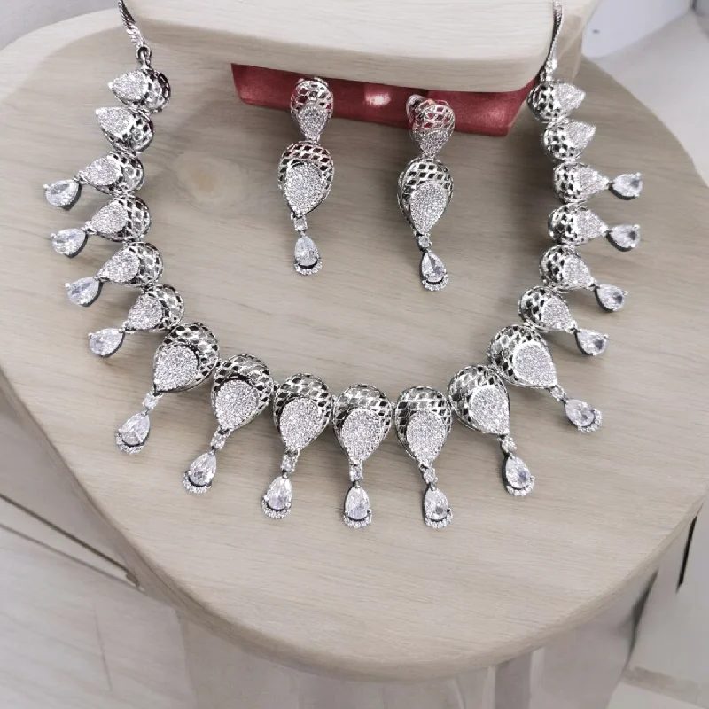 American Diamond Wedding Necklace Earring Jewellery Set, Bridal AD Jewelry, Wedding Cz necklace, AD Bridal Earring Set, Bollywood CZ necklace, indian AD jewelry