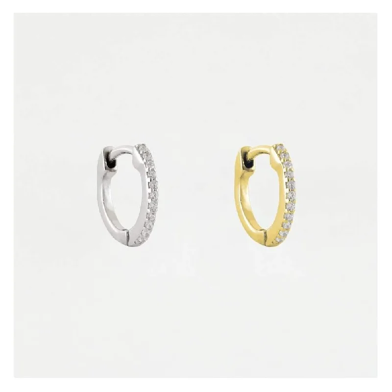 Kingsley Ryan Cubic Zirconia Hoop Earrings - Sterling Silver or Gold Vermeil