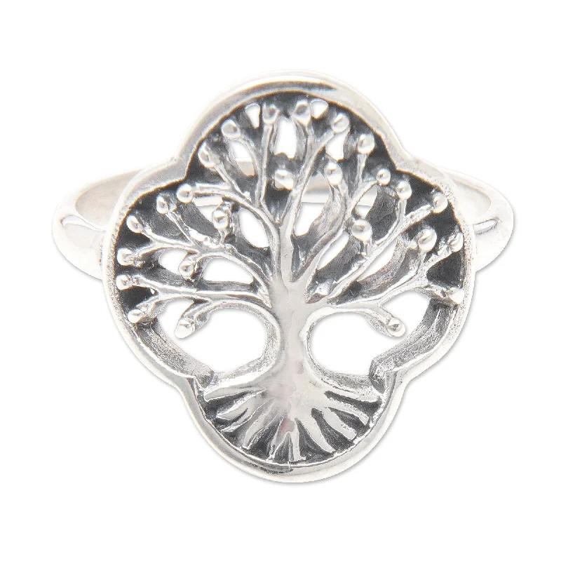 Novica Handmade Revered Tree Sterling Silver Cocktail Ring