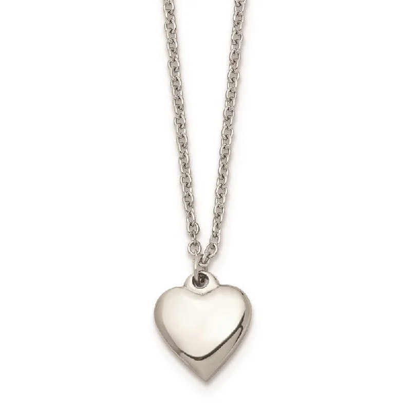 Stainless Steel Polished Heart w/1.50in. ext. Necklace