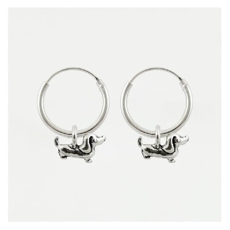 Kingsley Ryan Sterling Silver Dachshund Hoop Earrings